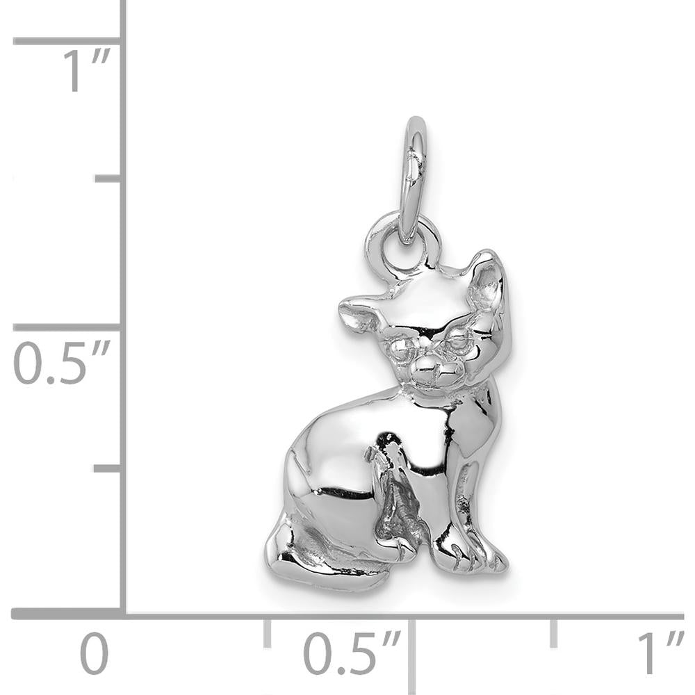 14K White Gold Cat Charm Pendant with Rhodium Plating by 0