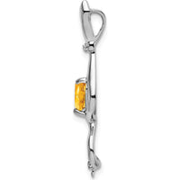 14K White Gold Cat Design Pendant with Heart Citrine and Round Diamonds - 0.99 Carat Citrine by Lumare Gioia