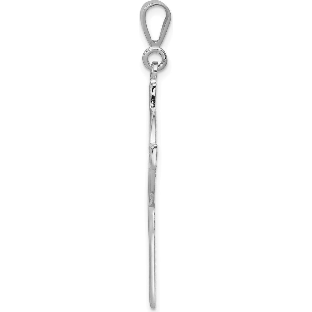 14K White Gold Celtic Cross Pendant Charm with Textured Design - 44mm Length by Oro Pregiato