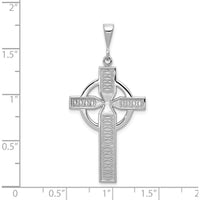 14K White Gold Celtic Cross Pendant Charm with Textured Design - 44mm Length by Oro Pregiato