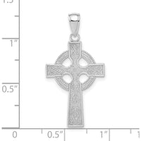 14K White Gold Celtic Cross Pendant - Polished & Textured Design by Oro Pregiato