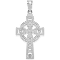 14K White Gold Celtic Cross with Eternity Circle Pendant - 36mm Length by Oro Pregiato