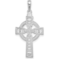 14K White Gold Celtic Cross with Eternity Circle Pendant - 36mm Length by Oro Pregiato