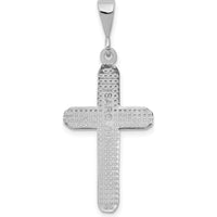 14K White Gold Celtic Knot Cross Pendant with Rhodium Plating and Textured Back by Oro Pregiato