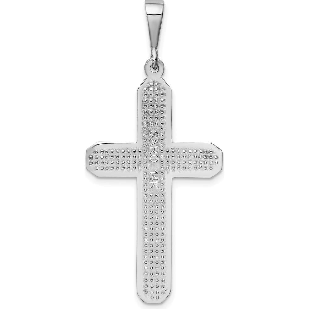14K White Gold Celtic Knot Cross Pendant with Rhodium Plating by Oro Pregiato