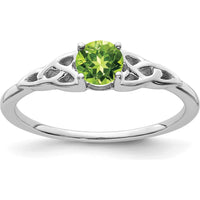 14K White Gold Celtic Knot Peridot Birthstone Ring - 4.5mm Round Peridot by 0