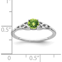 14K White Gold Celtic Knot Peridot Birthstone Ring - 4.5mm Round Peridot by 0
