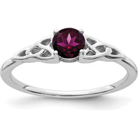 14K White Gold Celtic Knot Ring with Round Rhodolite Garnet - 4.5mm Stone by 0