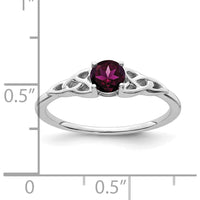 14K White Gold Celtic Knot Ring with Round Rhodolite Garnet - 4.5mm Stone by 0