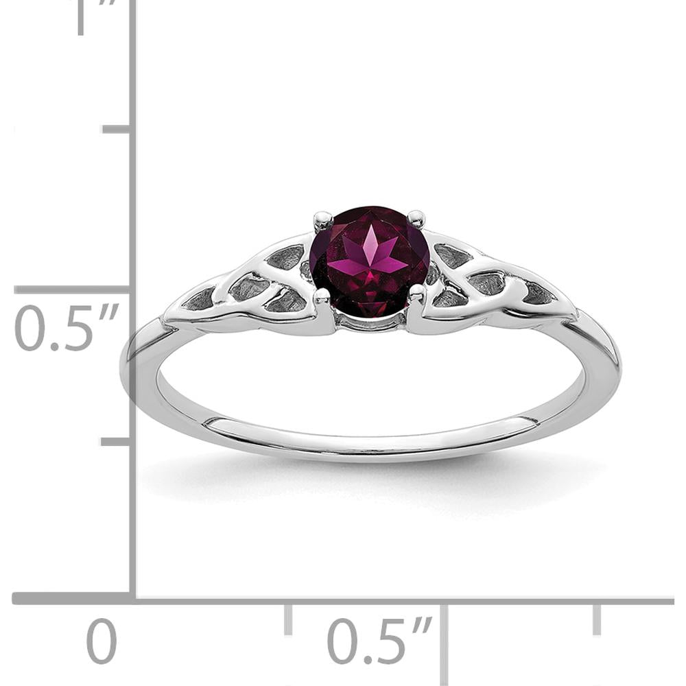 14K White Gold Celtic Knot Ring with Round Rhodolite Garnet - 4.5mm Stone by 0