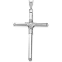 14K White Gold Center Wrap Tube Cross Pendant - 49.32mm Length by Oro Pregiato