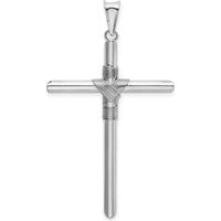 14K White Gold Center Wrap Tube Cross Pendant - 49.32mm Length by Oro Pregiato
