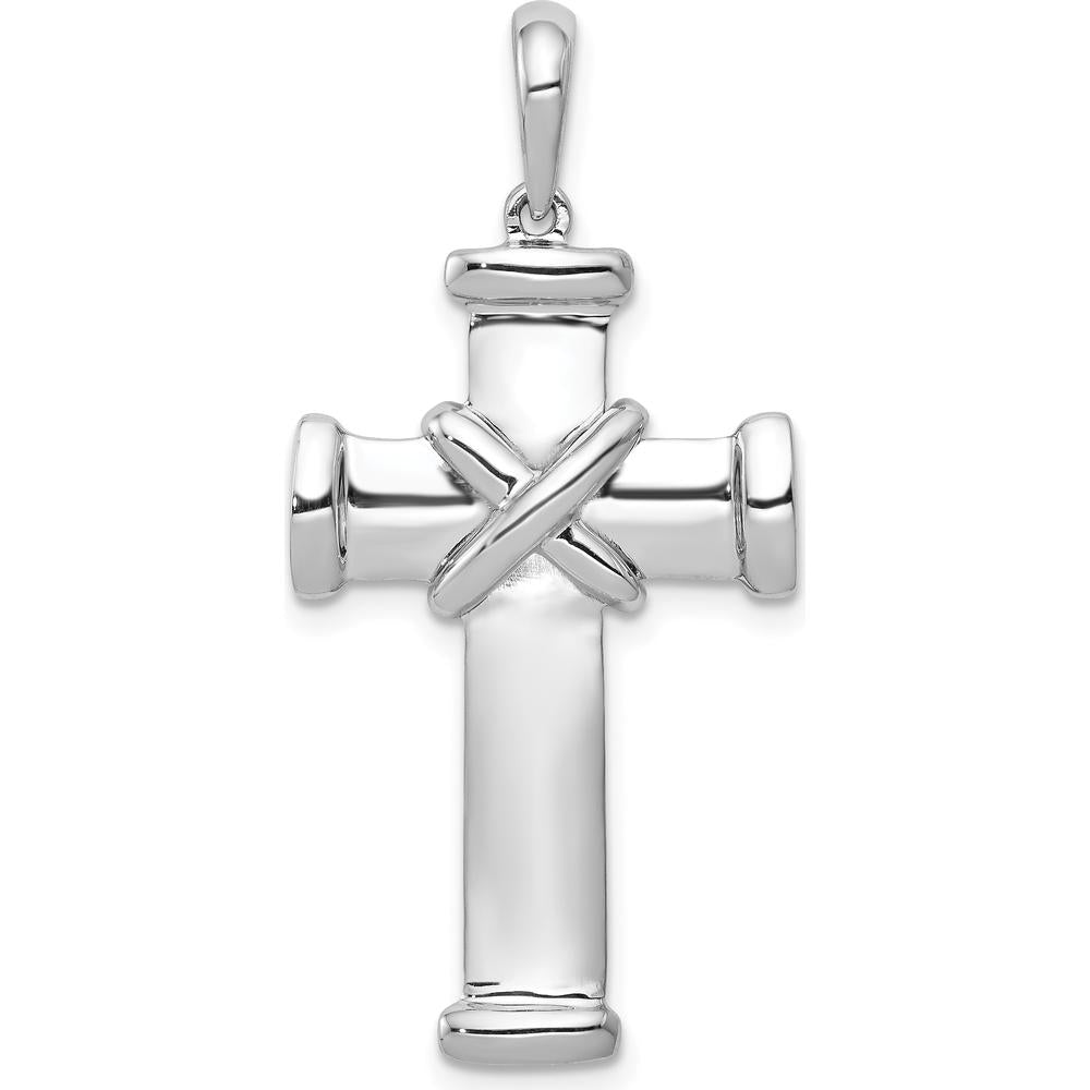 14K White Gold Center-X Latin Cross Pendant - Polished with Rhodium Finish by Oro Pregiato