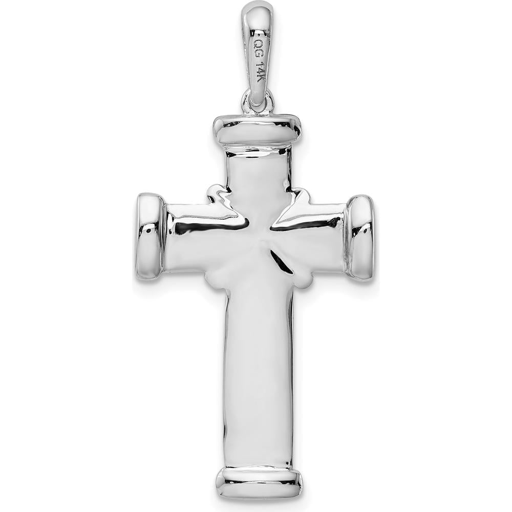 14K White Gold Center-X Latin Cross Pendant - Polished with Rhodium Finish by Oro Pregiato