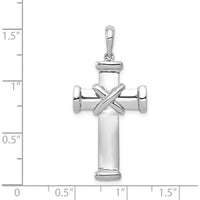 14K White Gold Center-X Latin Cross Pendant - Polished with Rhodium Finish by Oro Pregiato