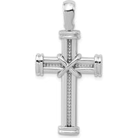 14K White Gold Center-X Latin Cross Pendant with Rhodium Plating - Polished Finish by Oro Pregiato