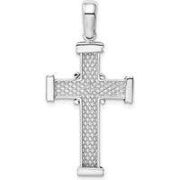 14K White Gold Center-X Latin Cross Pendant with Rhodium Plating - Polished Finish by Oro Pregiato