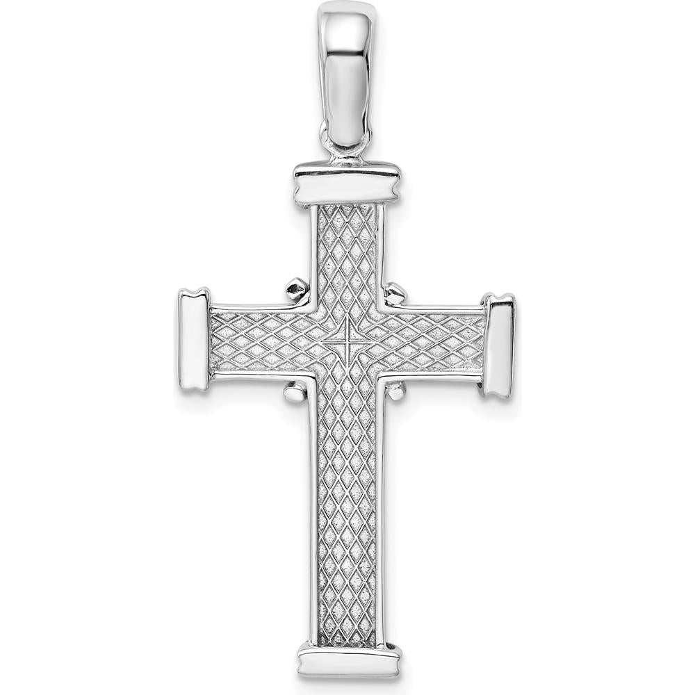 14K White Gold Center-X Latin Cross Pendant with Rhodium Plating - Polished Finish by Oro Pregiato