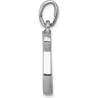 14K White Gold Chai Life Pendant - Rhodium Plated, Polished Design with 21mm Charm by Oro Pregiato