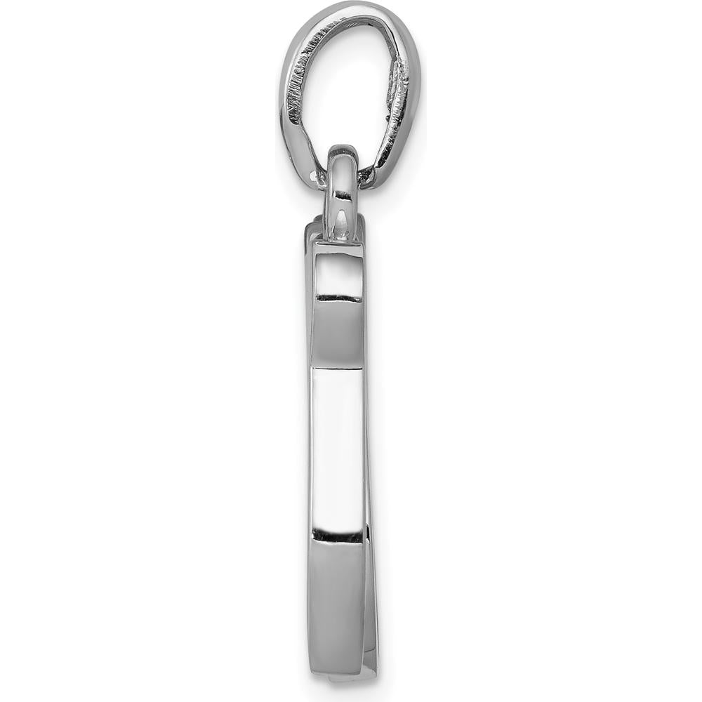 14K White Gold Chai Life Pendant - Rhodium Plated, Polished Design with 21mm Charm by Oro Pregiato