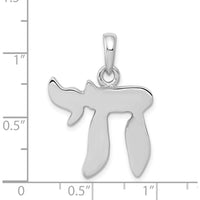 14K White Gold Chai Life Pendant - Rhodium Plated, Polished Design with 21mm Charm by Oro Pregiato