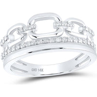 14K White Gold Chain Link Band Ring with Round Prong Set Diamonds - 1/4 Carat Total Diamond Weight