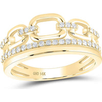 14K White Gold Chain Link Band Ring with Round Prong Set Diamonds - 1/4 Carat Total Diamond Weight