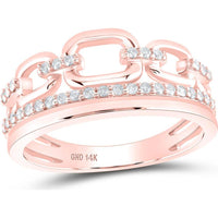 14K White Gold Chain Link Band Ring with Round Prong Set Diamonds - 1/4 Carat Total Diamond Weight