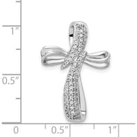 14K White Gold Chain Slide Cross Pendant with Pave-Set Round Diamonds - 0.25 Carat Total Diamond Weight by Monteluci Fine Jewelry