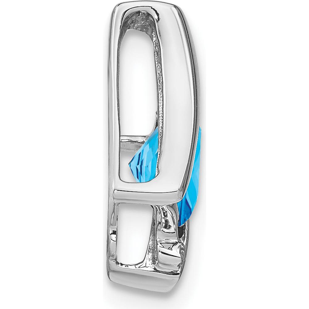 14K White Gold Chain Slide Pendant with 6mm Cushion Swiss Blue Topaz and Round Diamond - 1.25 Carat Total Gemstone Weight by Lumare Gioia