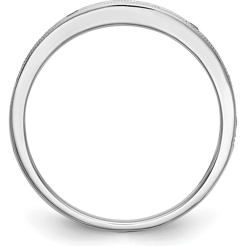 14K White Gold Channel Set Band with 0.26 Carat Total Round Blue Sapphires and Milgrain Detail by 0