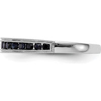 14K White Gold Channel Set Band with 0.26 Carat Total Round Blue Sapphires and Milgrain Detail by 0