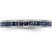 14K White Gold Channel Set Band with 0.26 Carat Total Round Blue Sapphires and Milgrain Detail by 0