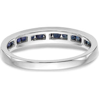 14K White Gold Channel Set Band with 0.26 Carat Total Round Blue Sapphires and Milgrain Detail by 0