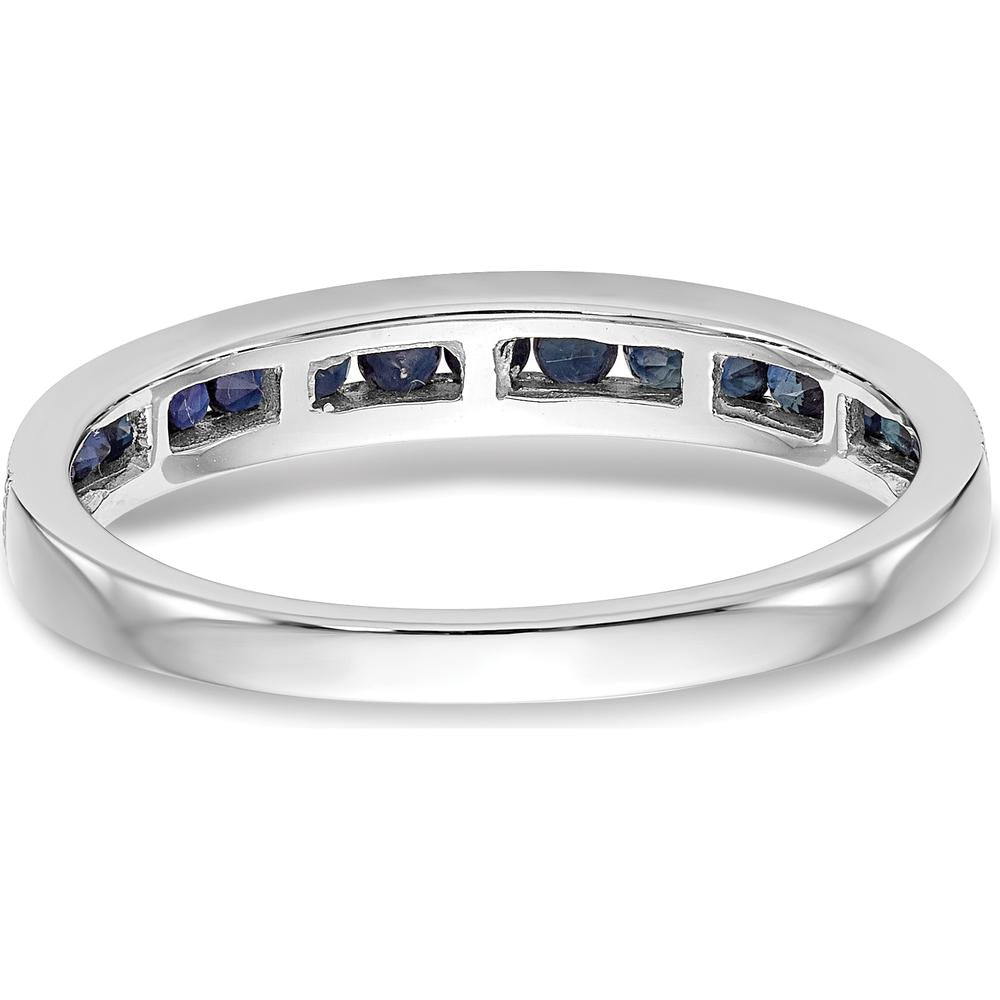 14K White Gold Channel Set Band with 0.26 Carat Total Round Blue Sapphires and Milgrain Detail by 0