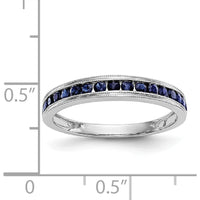 14K White Gold Channel Set Band with 0.26 Carat Total Round Blue Sapphires and Milgrain Detail by 0