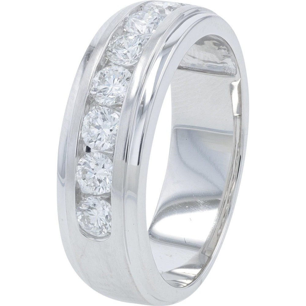 14K White Gold Channel-Set Band with 1.00 Carat Total Weight Round Lab-Grown Diamonds
