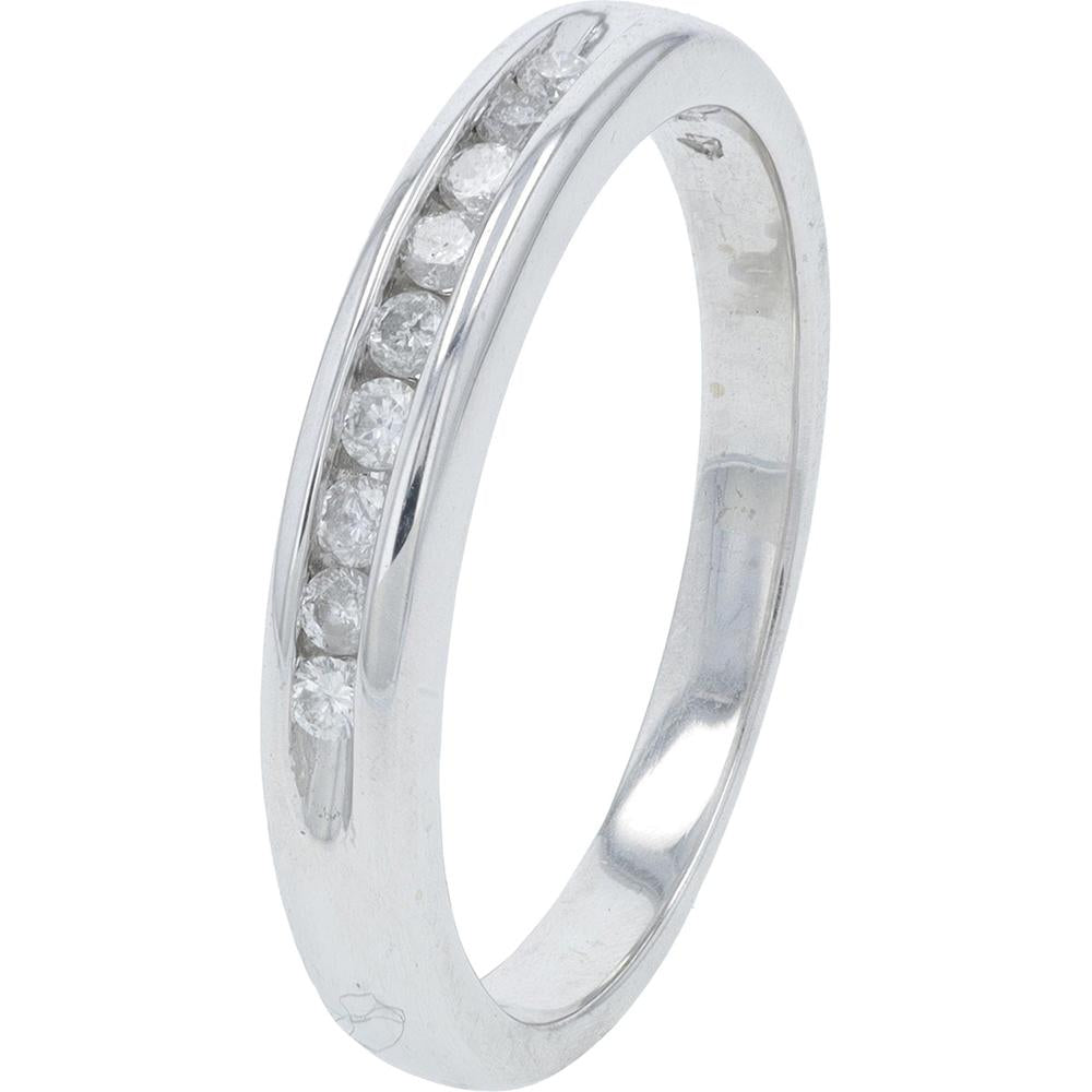 14K White Gold Channel Set Band with Round Brilliant Diamonds - 0.25 Carat Total Diamond Weight