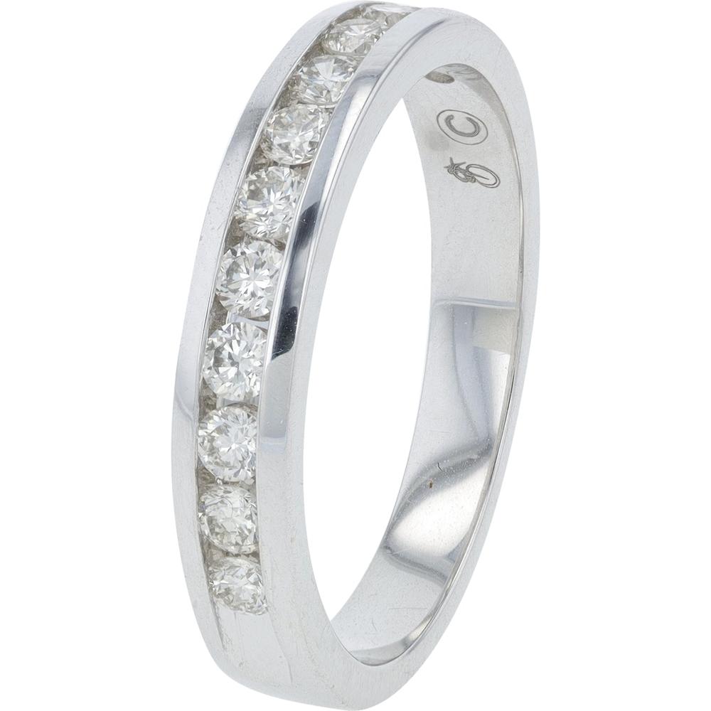 14K White Gold Channel Set Diamond Band with Round Brilliant Diamonds - 0.50 Carat Total Diamond Weight