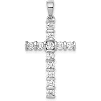 14K White Gold Channel-Set Diamond Latin Cross Pendant - 0.75 Carat Total Diamond Weight by Monteluci Fine Jewelry