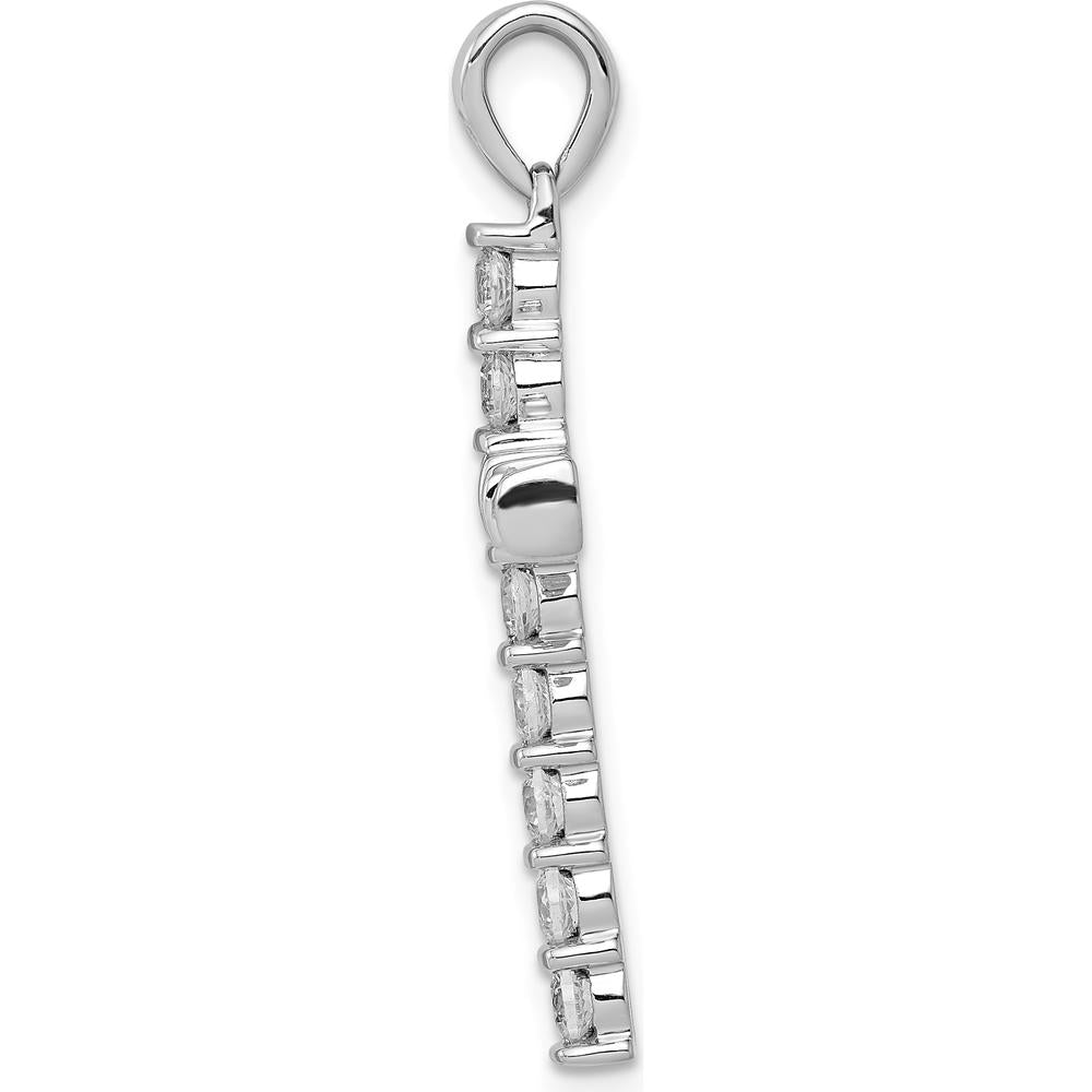 14K White Gold Channel-Set Diamond Latin Cross Pendant - 0.75 Carat Total Diamond Weight by Monteluci Fine Jewelry
