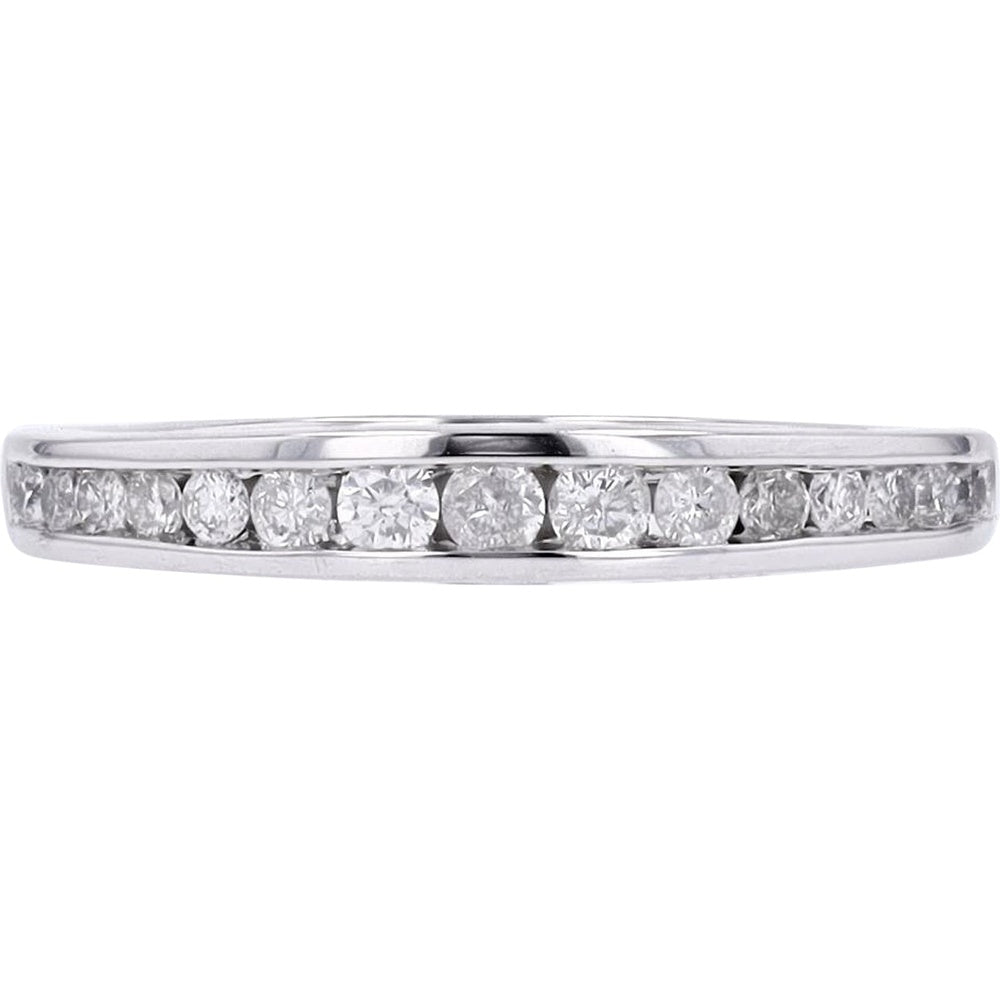 14K White Gold Channel-Set Round Diamond Band - 1/3 Carat Total Diamond Weight