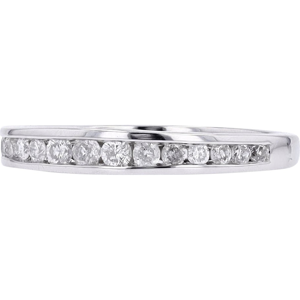 14K White Gold Channel-Set Round Diamond Band - 1/3 Carat Total Diamond Weight