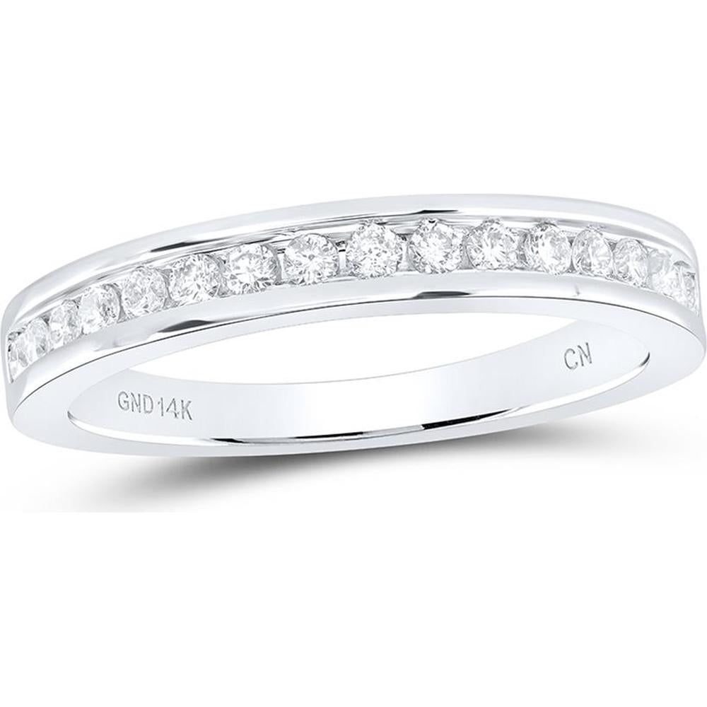 14K White Gold Channel-Set Round Diamond Wedding Band - 1/3 Carat Total Diamond Weight