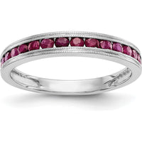 14K White Gold Channel Set Ruby Band with 17 Round Natural Rubies - 0.34 Carat Total Weight by 0