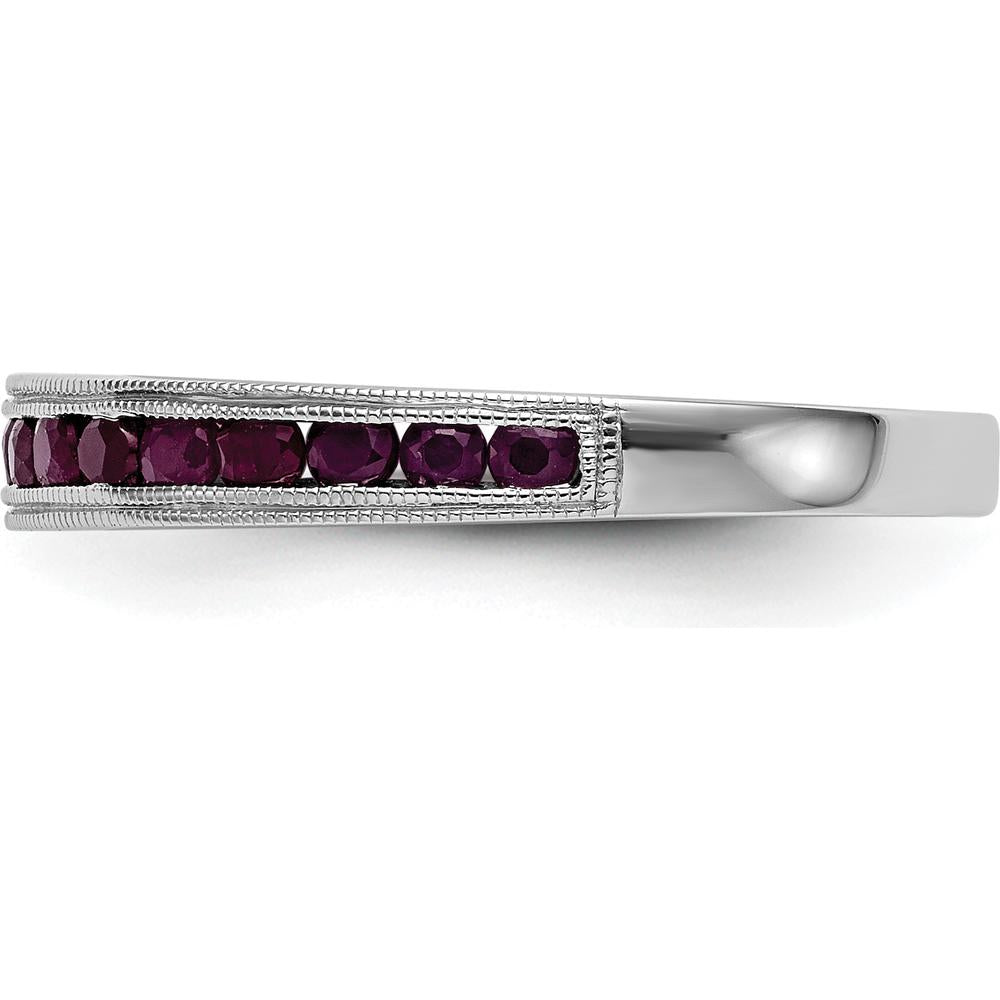 14K White Gold Channel Set Ruby Band with 17 Round Natural Rubies - 0.34 Carat Total Weight by 0