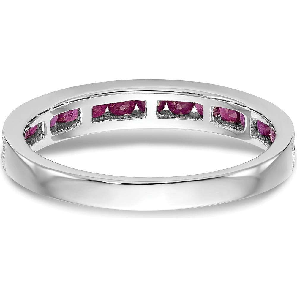 14K White Gold Channel Set Ruby Band with 17 Round Natural Rubies - 0.34 Carat Total Weight by 0
