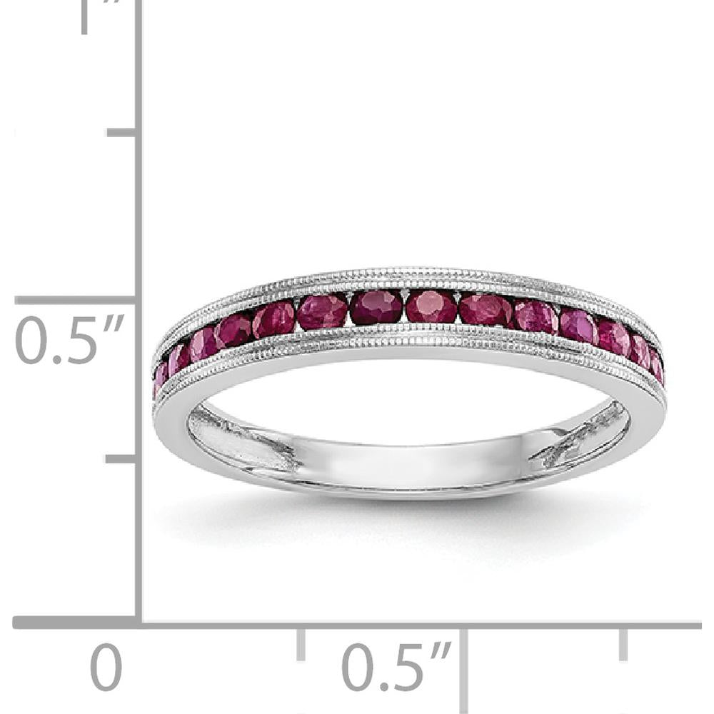 14K White Gold Channel Set Ruby Band with 17 Round Natural Rubies - 0.34 Carat Total Weight by 0