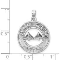 14K White Gold Charleston Bridge Round Pendant with Textured Detailing by Oro Pregiato