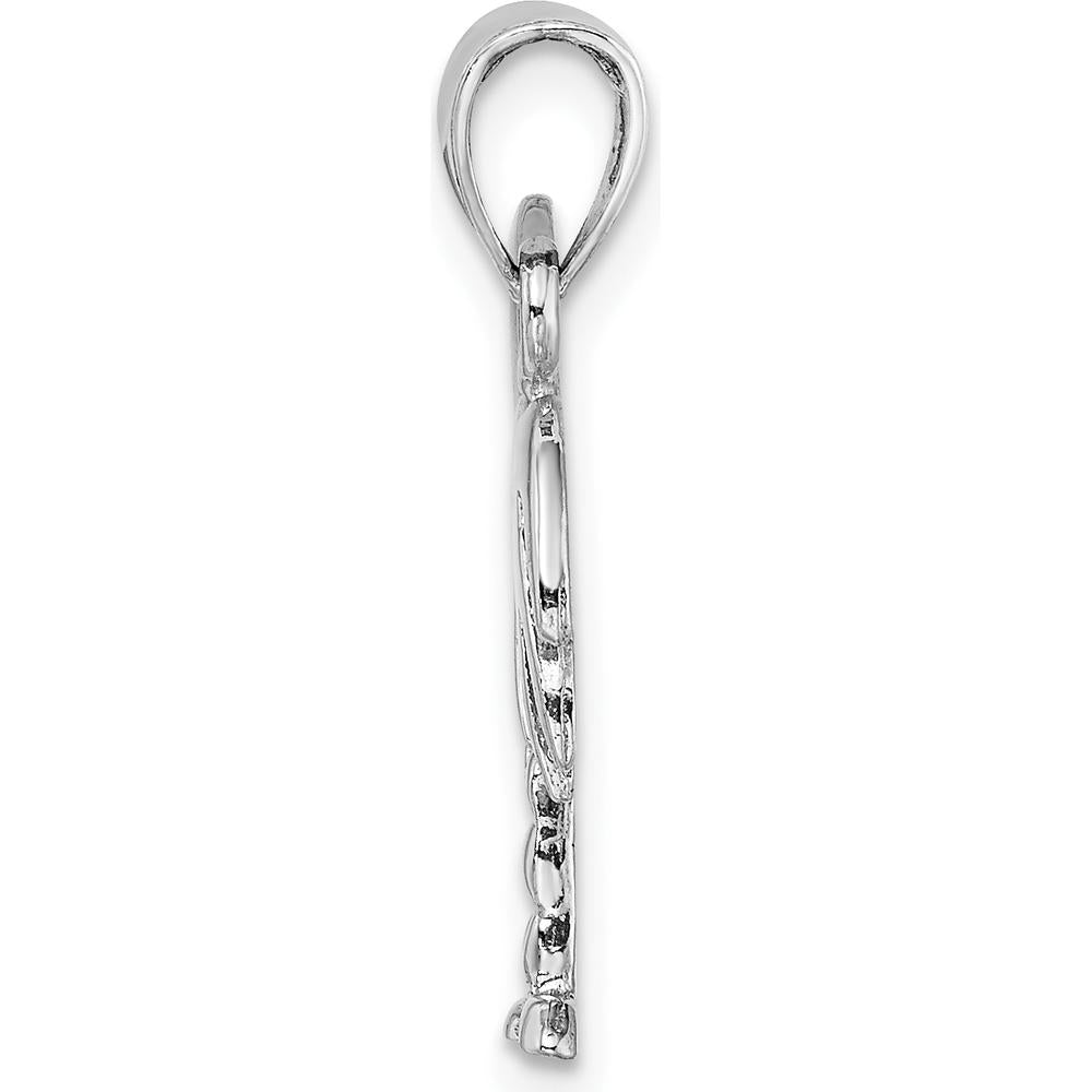 14K White Gold Charleston Palm Tree and Crescent Moon Pendant with Polished Rhodium Finish by Oro Pregiato